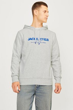 سوئیشرت طوسی مردانه طرح دار Jack & Jones - کد 853896429