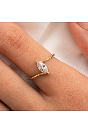انگشتر نقره زرد زنانه زیرکن FasekGold - کد 375445495