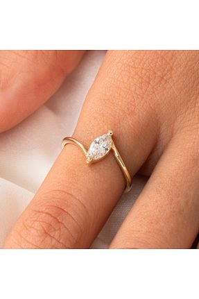 انگشتر نقره زرد زنانه زیرکن FasekGold - کد 375445495