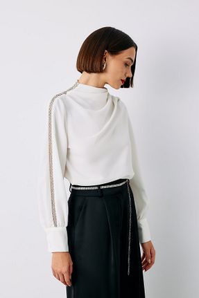 بلوز نباتی زنانه ساده Sateen - کد 872522502