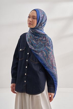 شال آبی زنانه ابریشم ARMANDA - کد 872530738