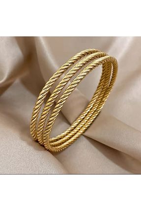 دستبند استیل (فولاد) زرد زنانه استیل (فولاد) AKSESUARIM - کد 872527575