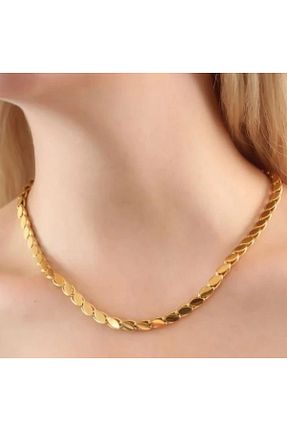 گردنبند استیل ( فولاد ) طلائی زنانه استیل ضد زنگ aves shop - کد 872543418