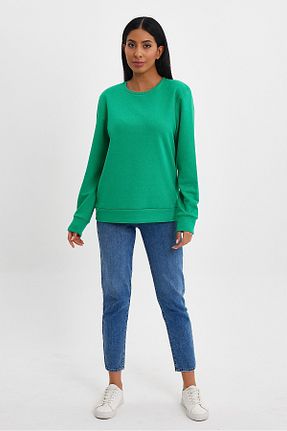 سوئیشرت سبز زنانه ساده Superlife - کد 790824936