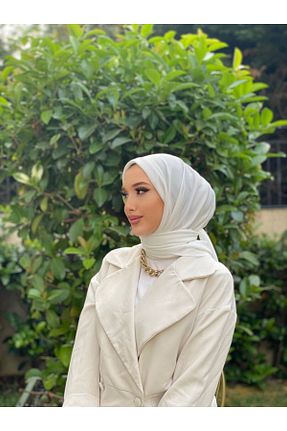 شال سفید زنانه پنبه پلی استر OykumBone - کد 872542010