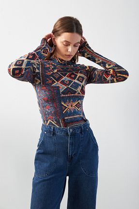 بادی رنگی زنانه یقه ماهیگیر Hür - کد 872736618