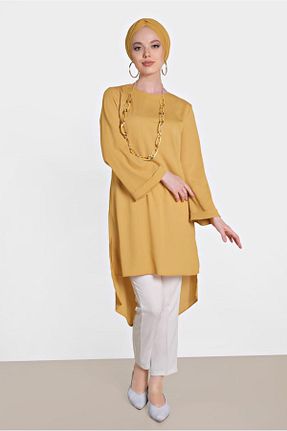 تونیک حجاب زرد زنانه پلی استر Alvina - کد 872832544