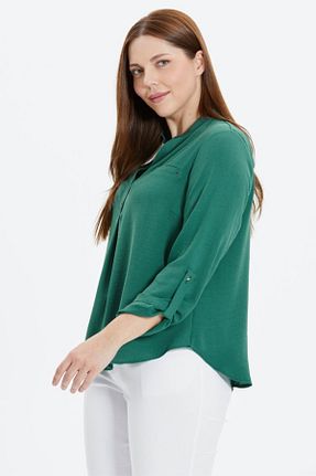 بلوز سایز بزرگ سبز زنانه اسلیم Selen Giyim - کد 872898817
