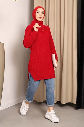 تونیک حجاب زرشکی زنانه تریکو İmajButik - کد 769681447