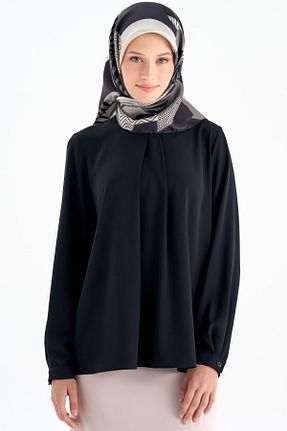 بلوز حجاب مشکی زنانه رگولار Tuğba - کد 872910826