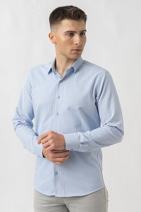 پیراهن آبی مردانه اسلیم فیت White Stone - کد 815782240