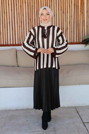 پلیور حجاب قهوه ای زنانه اکریلیک İmajButik - کد 765771216