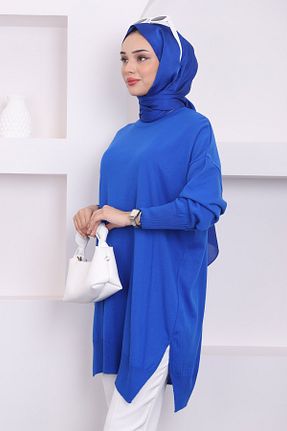 تونیک حجاب سرمه ای زنانه مخلوط پلی استر İmajButik - کد 857927321