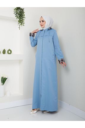 مانتو بلند حجاب آبی زنانه پنبه ای Doque - کد 818401519