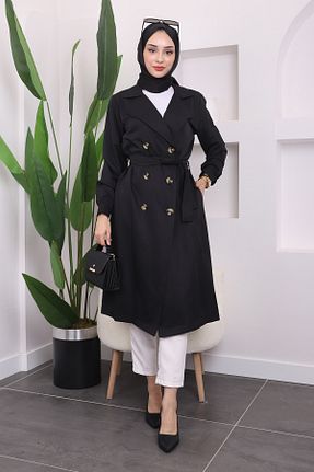 ترنچکت حجاب مشکی زنانه مخلوط پلی استر İmajButik - کد 865496160
