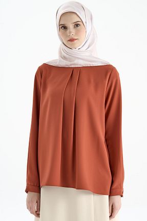 بلوز حجاب نارنجی زنانه رگولار Tuğba - کد 872920692