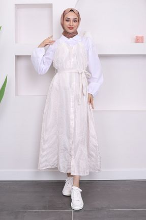 لباس حجاب قهوه ای زنانه رگولار İmajButik - کد 838985659