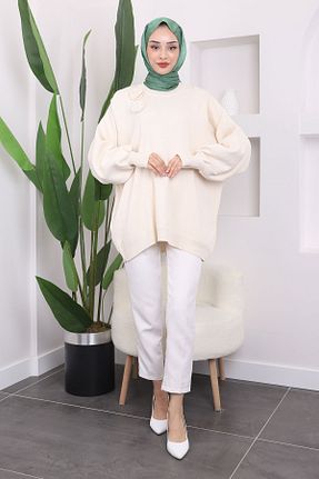 پلیور حجاب بژ زنانه مخلوط پلی استر İmajButik - کد 872928135