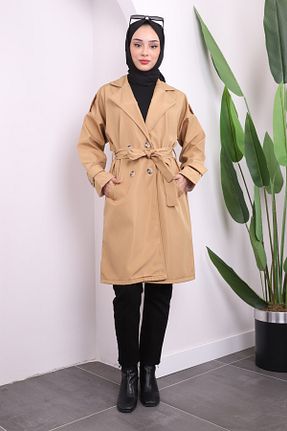 ترنچکت حجاب قهوه ای زنانه مخلوط پلی استر İmajButik - کد 872931550