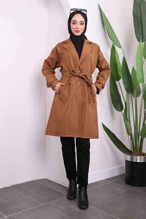 ترنچکت حجاب قهوه ای زنانه مخلوط پلی استر İmajButik - کد 872931531