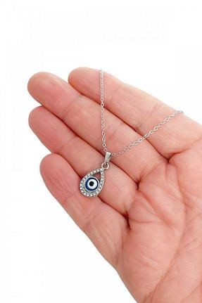 گردنبند نقره طوسی زنانه 925 عیار zirkon - کد 872938275