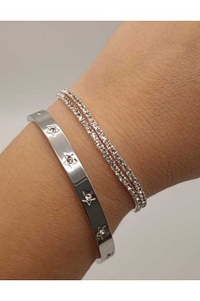دستبند استیل (فولاد) طوسی زنانه استیل (فولاد) TLSMACCESORIES - کد 872956435
