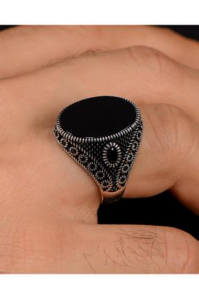 انگشتر نقره مشکی مردانه زیرکن Prestige - کد 415045743