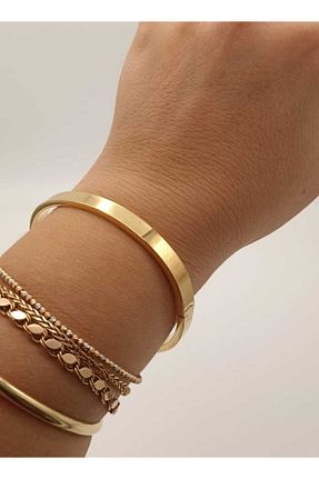 دستبند استیل (فولاد) زرد زنانه استیل (فولاد) TLSMACCESORIES - کد 872975230
