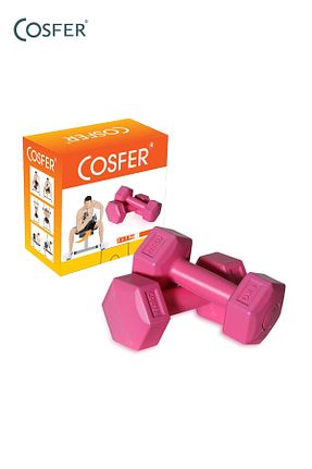 دمبل و صفحه وزنه صورتی پلاستیک Cosfer - کد 51381003
