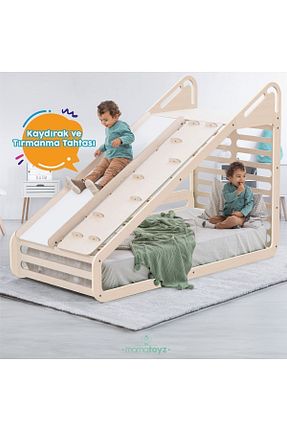 تخت خواب بچه گانه و مونته سوری نباتی چوب MAMATOYZ - کد 382037400