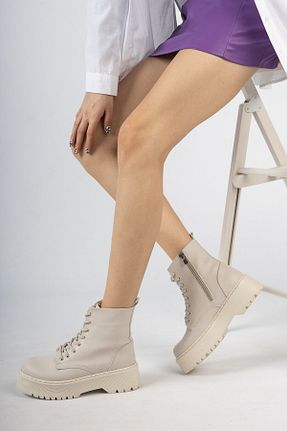 بوت / نیم بوت بژ زنانه پلی اورتان Moda Değirmeni - کد 211141740