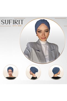 روسری آبی پنبه پلی استر Sufirit - کد 873024769