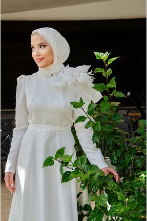 لباس مجلسی و فارغ التحصیلی نباتی زنانه ساتن Lef
