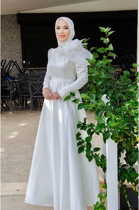 لباس مجلسی و فارغ التحصیلی نباتی زنانه ساتن Lef