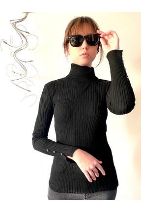 پلیور مشکی زنانه ساده SİMORE - کد 872749122
