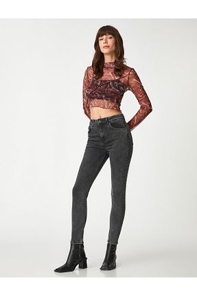 شلوار جین طوسی زنانه پاچه تنگ Koton - کد 341668566
