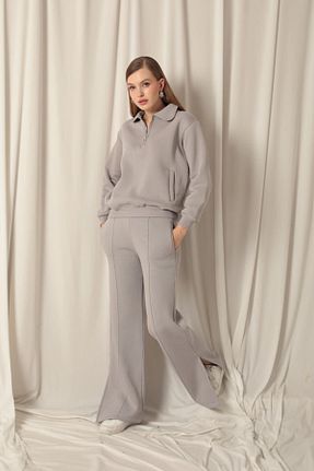 سوئیشرت طوسی زنانه ساده Kaktüs - کد 873154370