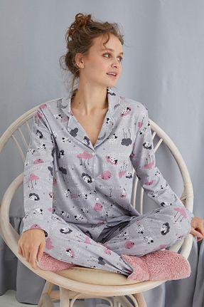 ست لباس راحتی طوسی زنانه پنبه ای Strawberry - کد 164598677