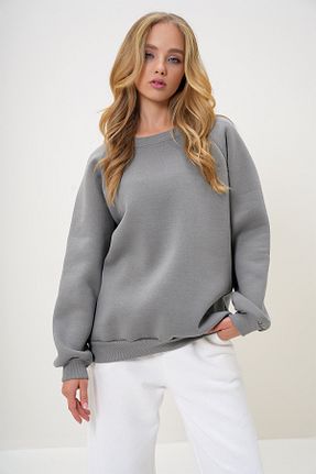 سوئیشرت طوسی زنانه ساده Trend Alaçatı Stili - کد 871048456