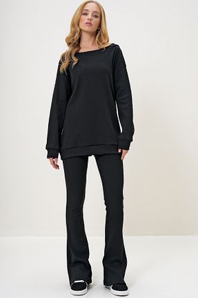 ست بالاتنه و پائین تنه مشکی زنانه بافتنی Trend Alaçatı Stili - کد 868656214