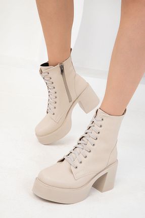 بوت / نیم بوت بژ زنانه چرم مصنوعی SOHO - کد 869499883