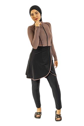 مایو حجاب قهوه ای زنانه ساده TESMAY - کد 871442567