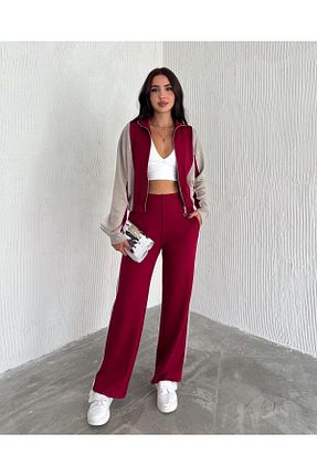 ست بالاتنه و پائین تنه زرشکی زنانه %100 پنبه BengüşButik - کد 871351293