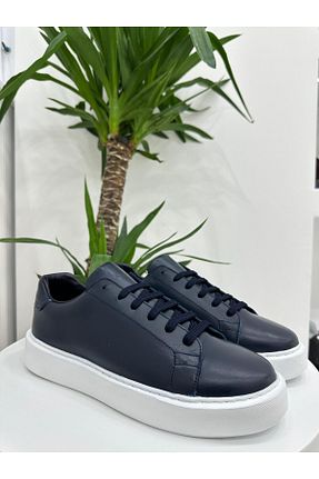 کفش اسنیکر سرمه ای مردانه چرم اصل Klay Shoes - کد 871386404