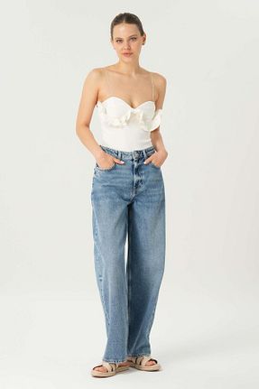 شلوار جین آبی زنانه پاچه زیپ دار CROSS JEANS - کد 841251753