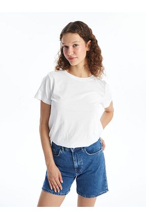 تیشرت سفید زنانه رگولار LC Waikiki - کد 852593001