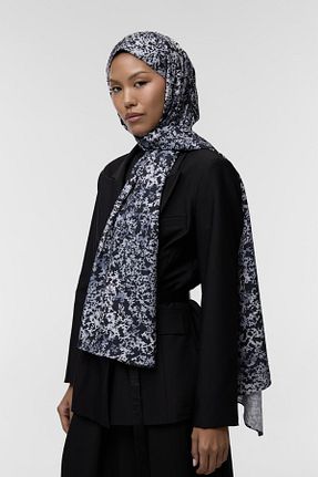 شال آبی زنانه کرپ Qef - کد 871387028