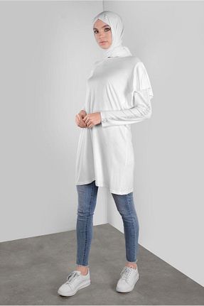 تونیک حجاب سفید زنانه مخلوط ویسکون Alvina - کد 823172367