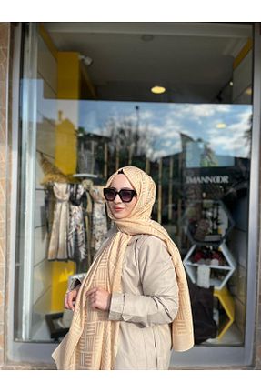 شال بژ زنانه پنبه ای Imannoor - کد 871407976