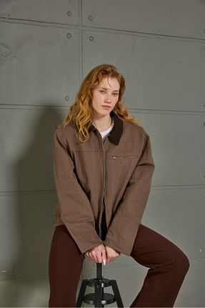 کت قهوه ای زنانه Straight Genel Markalar - کد 871427453